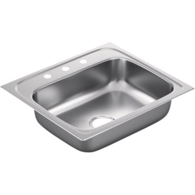 Click here to see Moen G221983 Moen G221983 2200 Series Stainless Steel 22 Gauge Single Bowl Drop In Sink