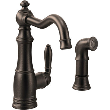 Click here to see Moen S72101ORB Moen Weymouth Single Handle High Arc Kitchen Faucet w/ Side Spray, Oil Rubbed Bronze - S72101ORB