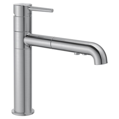 Click here to see Delta 4159-AR-DST Delta Trinsic Two-Function One-Handle Deck Mount Arctic Stainless Pull-Out Kitchen Faucet, 1.8 GPM, Lever Handle, Diamond Seal Technology, ADA - 4159-AR-DST
