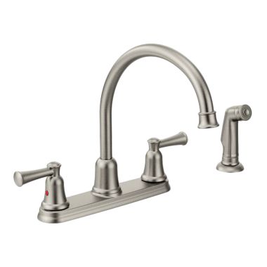Click here to see Cleveland Faucet 41613CSL Cleveland 41613CSL Capstone Classic Stainless Two Handle Kitchen Faucet W/ Spray