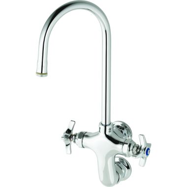 Click here to see T&S Brass B-0315 T&S Brass B-0315 Vertical Double Pantry Faucet, Wall Mount, Rigid Gooseneck