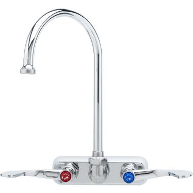 Click here to see T&S Brass B-2393 T&S Brass B-2393 Workboard Faucet, Wall Mount, 4 Centers, Swivel Gooseneck, Wrist Handles