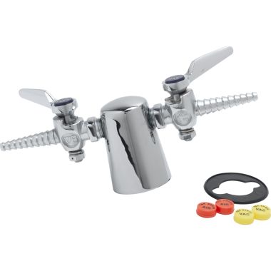 Click here to see T&S Brass BL-4203-02 T&S BRASS BL-4203-02 LAB TURRET, TAPERED W/ (2) 180 DEGREE HOSE COCKS, VANDAL RESISTANT