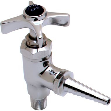 Click here to see T&S Brass BL-4520-01 T&S BRASS BL-4520-01 LAB, ANGLE STOP, SERRATED TIP, COLOR CODED FOR GAS, 3/8