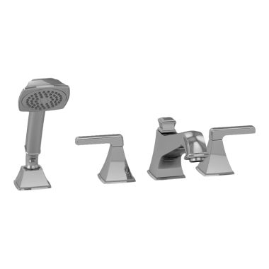 Click here to see Toto TB221S#CP TOTO Connelly Two-Handle Four-Hole Roman Tub Faucet Trim with Hand Shower, Lever Handles, ADA Compliant, Polished Chrome - TB221S#CP