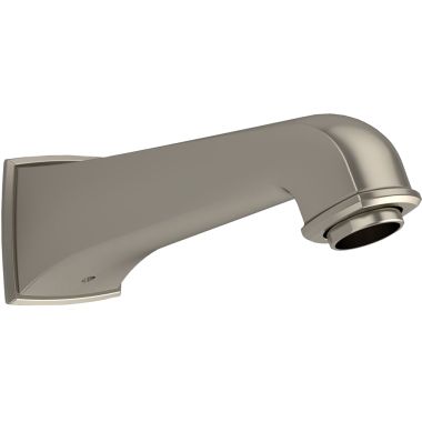 Click here to see Toto TS221E#BN Toto Connelly 7-13/16-inch Wall Mounted Brushed Nickel Non-Diverter Tub Spout, 1/2-inch Connection Size, NPT, Brass - TS221E-BN