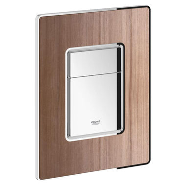 Click here to see Grohe 38849HP0 Grohe 38849HP0 Skate Cosmopolitan Actuation Plate with Wood Surface - American Walnut/Chrome