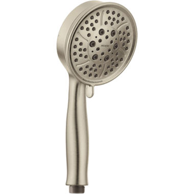 Click here to see Moen 164927BN Moen 4in Four-Function Handheld Shower for 3636EP Wall-Mount Hand Shower, Round, LifeShine Finish, Eco-Performance, 1.75 GPM, Brushed Nickel - 164927BN