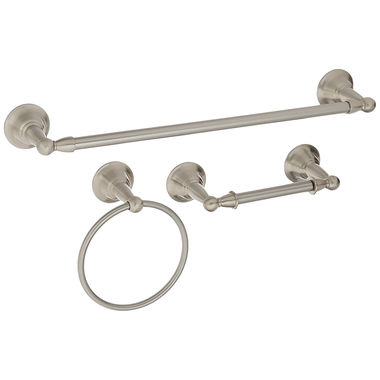 Click here to see Moen DN6893BN Moen CSI Sage 3-Piece Bathroom Accessory Kit with Towel Bar, Towel Ring and Toilet Paper Holder, Brushed Nickel - DN6893BN