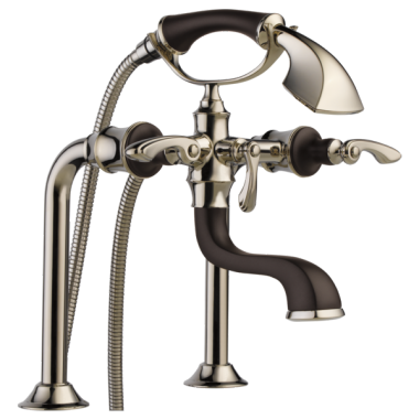 Click here to see Brizo T70385-PNCO Brizo Charlotte Two-Handle Multi-Mount Tub Faucet Trim w/ Hand Shower, Polished Nickel/Cocoa Bronze - T70385-PNCO