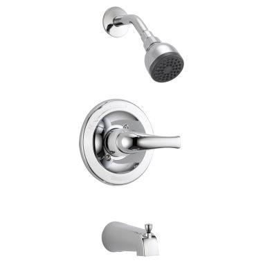 Click here to see Peerless PTT188773 Peerless Round Single-Handle Pressure Balance Tub and Shower Faucet with Diverting Tub Spouts, 1-Function 1.5 GPM, Polished Chrome - PTT188773