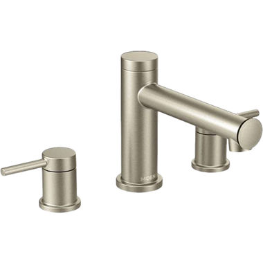 Click here to see Moen T393BN Moen Align Two-Handle Roman Tub Faucet Trim, Lever Handles. ADA-Compliant, M-PACT, Brushed Nickel - T393BN