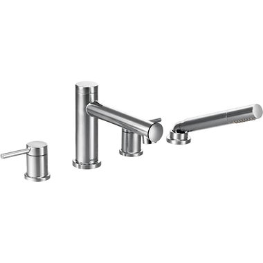 Click here to see Moen T394 Moen Align Two-Handle Roman Tub Faucet Trim with 1.75 GPM One-Function Hand Shower, Lever Handles, M-PACT, Chrome - T394