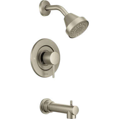 Click here to see Moen T2193EPBN Moen Align Posi-Temp Tub/Shower Faucet with Temperature Indicator, 1.75 GPM, 1-Function, Single Lever Handle, M-PACT, Brushed Nickel - T2193EPBN