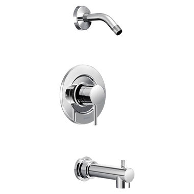 Click here to see Moen T2193NH Moen Align Posi-Temp Tub/Shower Faucet with Temperature Indicator, Single Lever Handle, M-PACT, Less Showerhead, Chrome - T2193NH