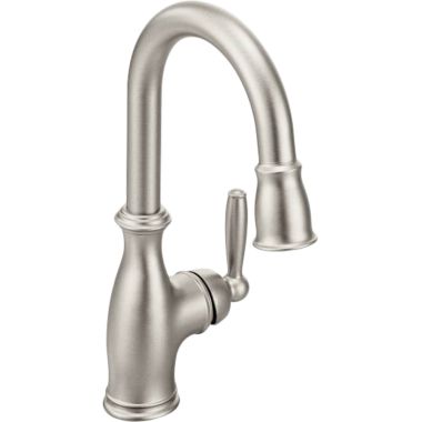 Click here to see Moen 5985SRS Moen 5985SRS Brantford Spot Resist Stainless 1-Handle High Arc Bar Faucet