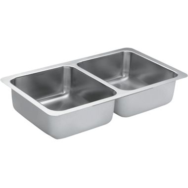 Click here to see Moen G18215 Moen G18215 1800 Series Stainless Steel 18 Gauge Double Bowl Sink
