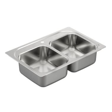 Click here to see Moen G202131 Moen G202131 2000 Series Stainless Steel 20 Gauge Double Bowl Drop In Sink