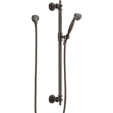Click here to see Brizo 85710-RB Brizo Traditional Three-Function Hand Shower with 23-1/4in Slide Bar, Round, H2Okinetic, 1.75 GPM, WaterSense, ADA, Venetian Bronze - 85710-RB