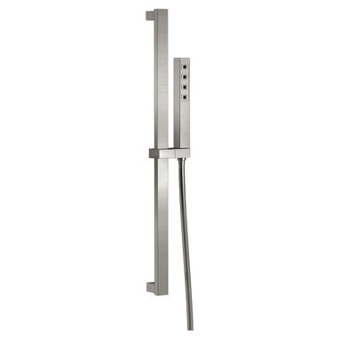Click here to see Delta 51567-SS Delta Ara Single-Setting Hand Shower with Slide Bar, H2Okinetic, Self-Cleaning, 1.75 GPM, Stainless - 51567-SS