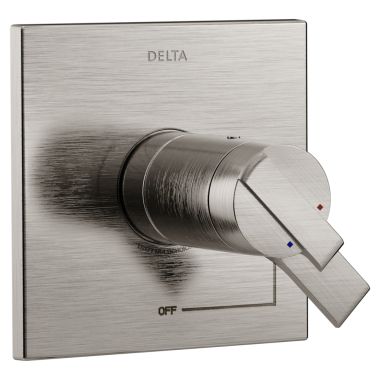 Click here to see Delta T17T067-SS Delta Ara TempAssure 17T Series Two-Handle Valve Trim, Lever Handles, Stainless Steel - T17T067-SS