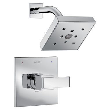 Click here to see Delta T14267 Delta Ara Monitor 14 Series Single-Handle H2Okinetic Shower Faucet with Single-Setting Rain Showerhead, 1.75 GPM, Lever Handle, Chrome - T14267