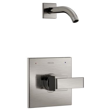 Click here to see Delta T14267-SSLHD Delta Ara Monitor 14 Series Pressure-Balanced Shower Faucet, Single-Handle, Lever Handle, Less Showerhead, Stainless - T14267-SSLHD