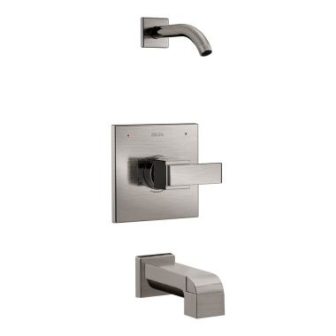 Click here to see Delta T14467-SSLHD Delta Ara Monitor 14 Series Pressure-Balanced Tub/Shower Faucet, Single-Handle, Lever Handle, Less Showerhead, Stainless - T14467-SSLHD