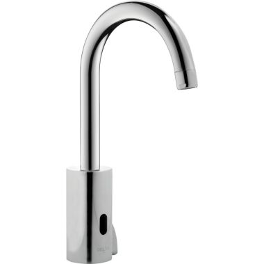 Click here to see Delta DEMD-211LF-NS Delta DEMD-211LF-NS HDF Electronic Lavatory Faucet w/ Mixer, Gooseneck, 0.5 gpm, Infrared, Nickel Stainless