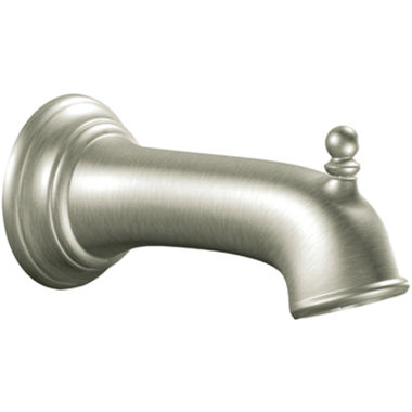 Click here to see Moen 3857BN Moen Brantford Wall Mounted Brushed Nickel Tub Spout with Pull-Up Diverter, 1/2-inch Connection Size, Slip Fit - 3857BN