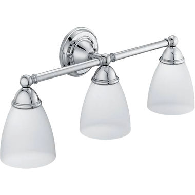 Click here to see Moen YB2263CH Moen Brantford 3-Globe Bathroom Vanity Light, Chrome - YB2263CH