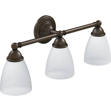 Click here to see Moen YB2263ORB Moen Brantford 3-Globe Bathroom Vanity Light, Oil Rubbed Bronze - YB2263ORB