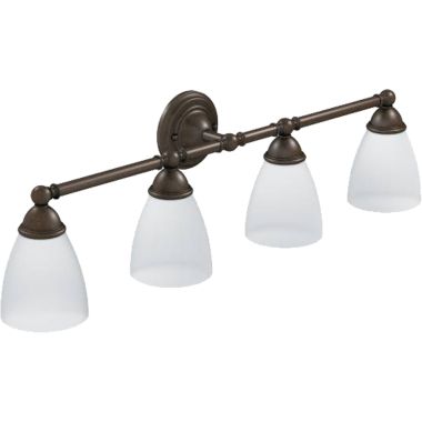 Click here to see Moen YB2264ORB Moen Brantford 4-Globe Bathroom Vanity Light, Oil-Rubbed Bronze - YB2264ORB