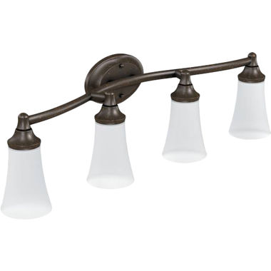 Click here to see Moen YB2864ORB Moen Eva 4-Globe Bathroom Vanity Light, Oil-Rubbed Bronze - YB2864ORB