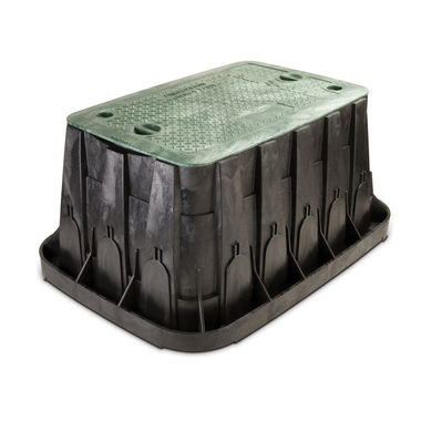 Click here to see Rainbird VBSPRH Rain Bird Super Jumbo Irrigation Valve Box With Green Lid, Black Body, 15