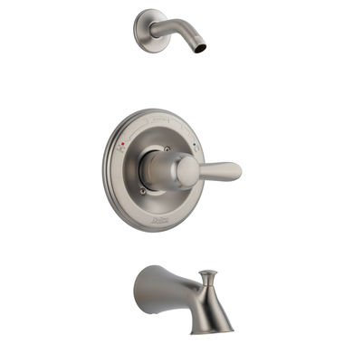 Click here to see Delta T14438-SSLHD Delta Lahara Monitor 14 Series Pressure-Balanced Single-Handle Tub/Shower Faucet, Lever Handle, Less Showerhead, ADA, Stainless - T14438-SSLHD