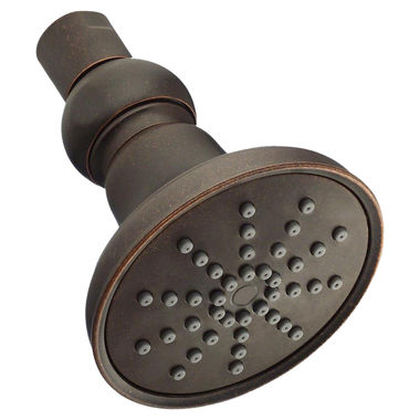 Click here to see Gerber D460052BR Danze Mono 3.5in Round Single-Function Shower Head with Pressure Manifold and Air Injection Technology, 1.75 GPM, WaterSense, Tumbled Bronze - D460052BR