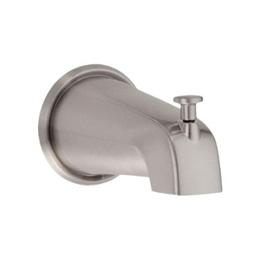 Click here to see Gerber D606225BN Gerber Wall-Mount Brushed Nickel Tub Spout with Diverter,  5-1/2in, Fits 1/2in Copper or IPS Stub Out Nipple , All-Metal Construction - D606225BN 