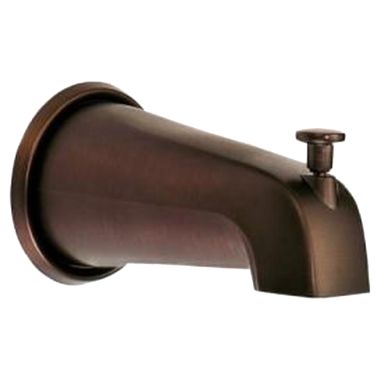 Click here to see Danze D606225BR Gerber Wall-Mount Tumbled Bronze Tub Spout with Diverter,  5-1/2in, Fits 1/2in Copper or IPS Stub Out Nipple , All-Metal Construction - D606225BR 