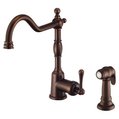 Click here to see Danze D401557BR Danze Opulence Single-Handle Kitchen Faucet w/ Side Spray, Tumbled Bronze - D401557BR