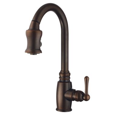 Click here to see Danze D454557BR Danze Opulence Single-Handle Pull-Down Kitchen Faucet, Tumbled Bronze - D454557BR