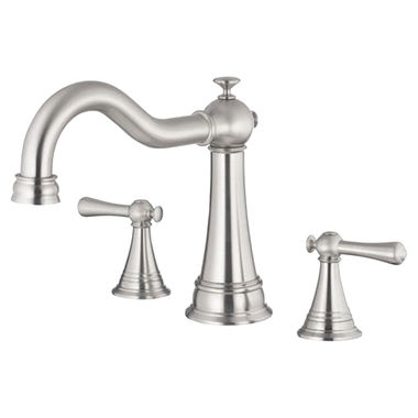 Click here to see Danze D300926BNT Danze Cape Anne Two-Handle Deck-Mount Roman Tub Faucet Trim, 3-Hole, Hook Spout, Lever Handles, Brushed Nickel - D300926BNT