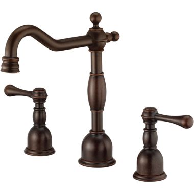 Click here to see Danze D306957BRT Danze Opulence Two-Handle Deck-Mount Roman Tub Faucet Trim, 3-Hole, Hook Spout, Lever Handles, ADA, Tumbled Bronze - D306957BRT