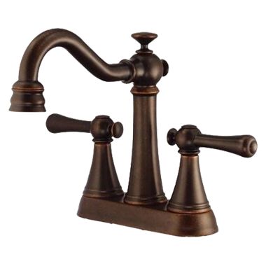 Click here to see Danze D301026BR Danze Cape Anne Centerset Bathroom Faucet with 50/50 Touch-Down Drain, Two-Handle, 1.5 GPM, Lever Handle, ADA, WaterSense, Tumbled Bronze - D301026BR