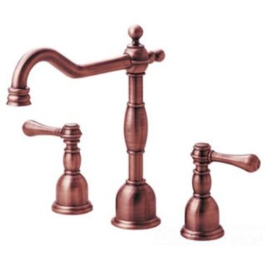 Click here to see Danze D303057AC Danze Opulence Widespread Bathroom Faucet with Metal Touch-Down Drain, Two-Handle, 1.5 GPM, Lever Handle, ADA, WaterSense, Antique Copper - D303057AC