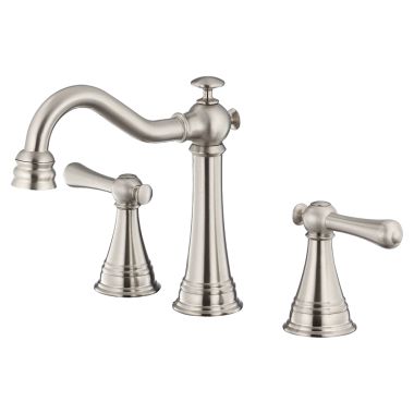 Click here to see Danze D304026BN Danze Cape Anne Widespread Bathroom Faucet with 50/50 Touch-Down Drain, Two-Handle, 1.5 GPM, Lever Handle, ADA, WaterSense, Brushed Nickel - D304026BN