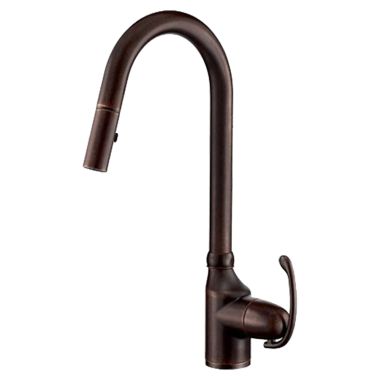 Click here to see Danze D457020BR Danze Anu Single Handle Pull-Down Kitchen Faucet, Tumbled Bronze - D457020BR