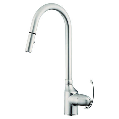 Click here to see Danze D457020SS Danze Anu Single Handle Pull-Down Kitchen Faucet, Stainless Steel - D457020SS