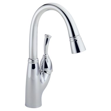 Click here to see Delta 999-DST Delta Allora Single Handle Pull-Down Bar/Prep Faucet, Chrome - 999-DST