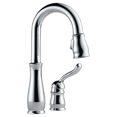 Click here to see Delta 9978-DST Delta Leland Single Handle Pull-Down Bar/Prep Faucet, 2 Hole, Chrome - 9978-DST